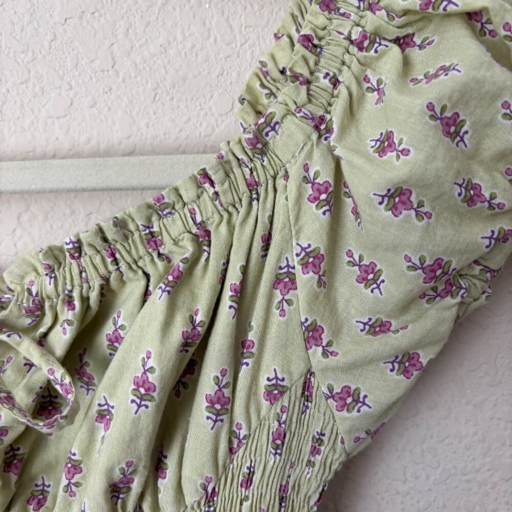 Smocked Floral Maxi Dress in Light Green - Picture 11 of 11